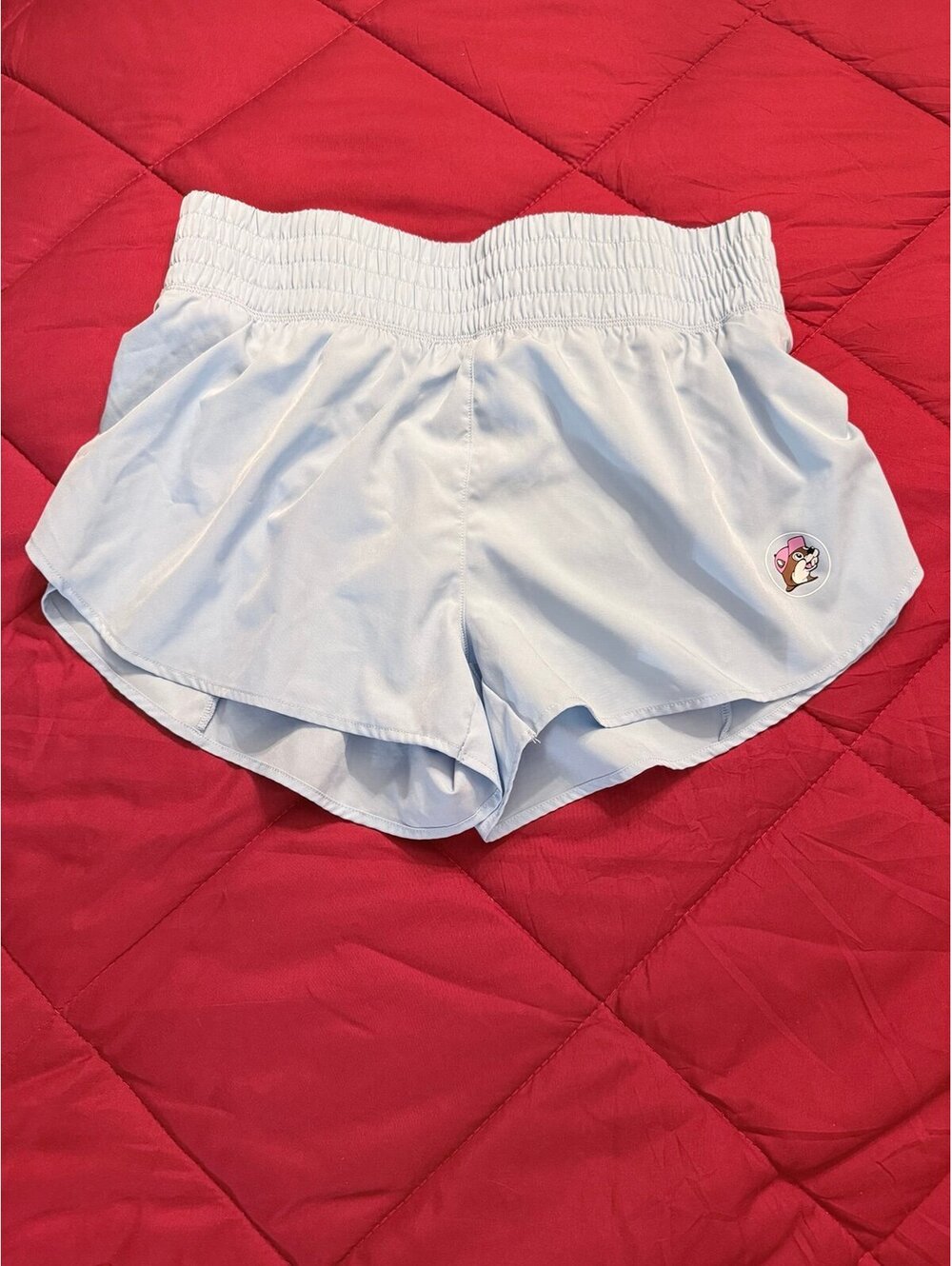 Buc-ee’s Women’s Light Blue Running Shorts Beaver Logo Size Medium